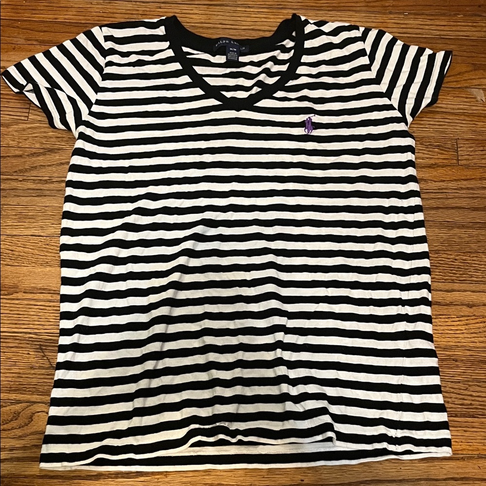 Ralph Lauren Black and White Striped Tee